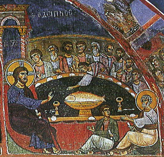 Τράπεζα γεύματος. Μυστικός Δείπνος, 1105/6, ναός Παναγίας Ασίνου.