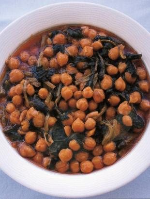 Ρεβίθια με σπανάχι γιαχνί.