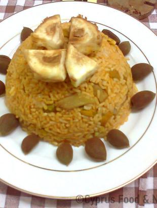 Ρύζι με αθασούθκια και αγριοαγκινάρες (Μαγειρεύω Κυπριακά 2014). &lt;br/&gt; Πηγή: Στάλω Λαζάρου.