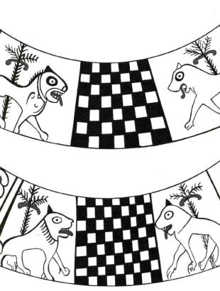 Σχεδιαστική αναπαράσταση γραπτού διάκοσμου πρβ &amp;#039;κρατήρας 5&amp;#039;