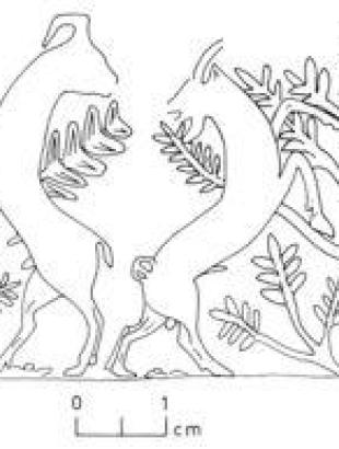 ΕΙΚ.1β: Αναπαράσταση απεικόνισης αποθηκευτικού πίθου από την Μάα-Παλαιόκαστρο (Porada 1988, pl.E)