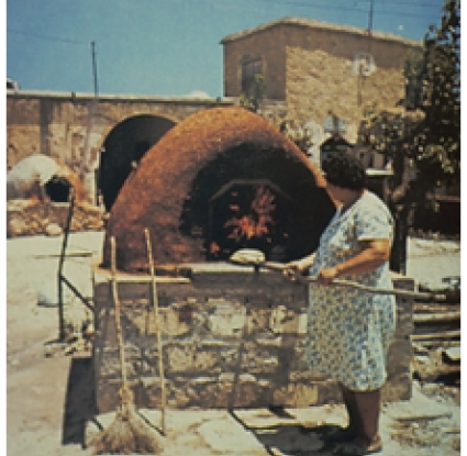 Φούρνισμα σε παραδοσιακό φούρνο. Copyright Ριζοπούλου-Ηγουμενίδου Ευφροσύνη (2007),&#039;Φούρνος και παραδοσιακή κατοικία&#039;, στο Φούρνοι και παραδοσιακά ζυμώματα στη Θράκη, το Αιγαίο και την Κύπρο 