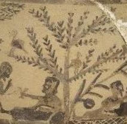 Απεικόνιση υπαίθριου γεύματος σε αμφορέα της Κυπρο-Αρχαϊκής περιόδου από την Αμαθούντα (British Museum Online Collection)
